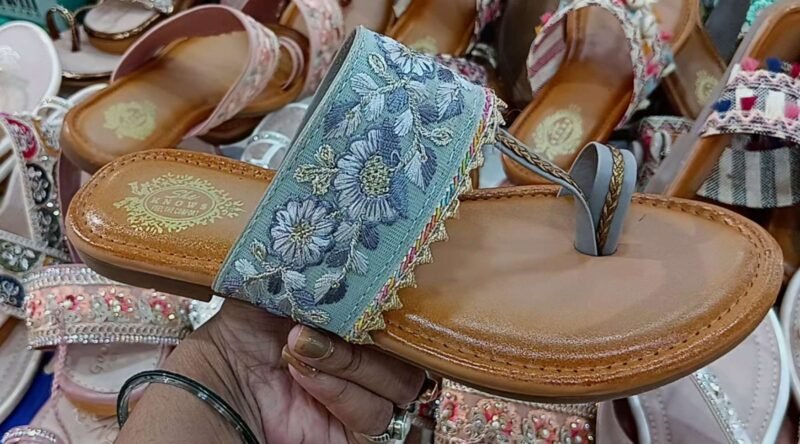 Chappal Kolhapuri  Best Quality For Girls Under 299/ Latest Sandal of Kolhapuri (Gray / brown) - Image 2