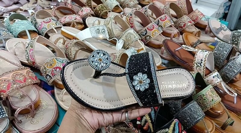 Stone Design Kolhapuri Chappal For Women Under 300/ Best Quality Latest Fashion of Kolhapuri (Black) - Image 4