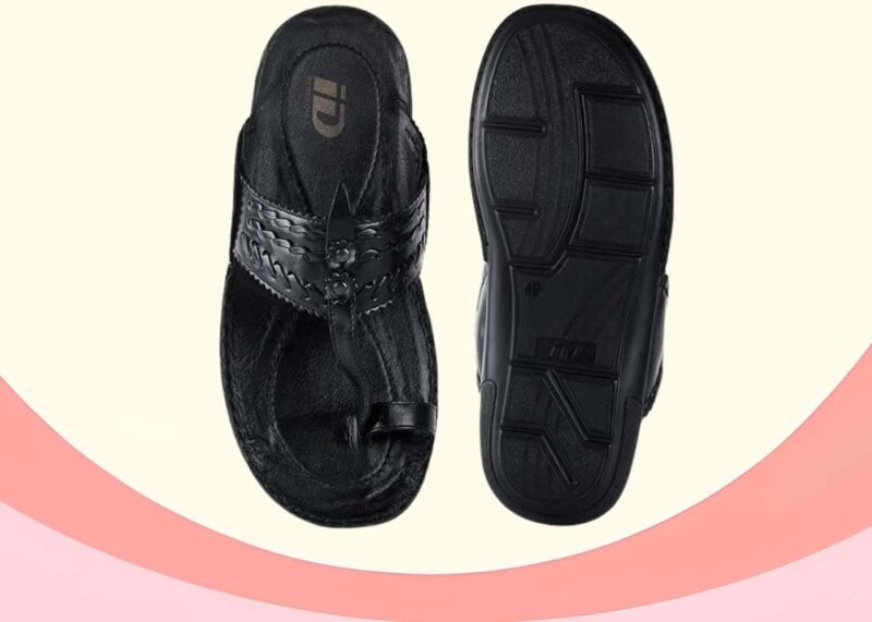 ID Kolhapuri Slippers for Men/ Best Quality Kolhapuri Chappal (Black) - Image 2