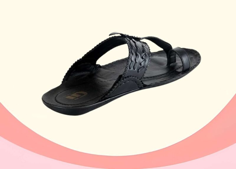 ID Kolhapuri Slippers for Men/ Best Quality Kolhapuri Chappal (Black) - Image 4