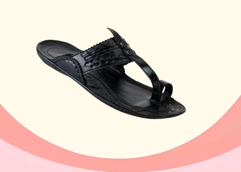 ID Kolhapuri Slippers for Men/ Best Quality Kolhapuri Chappal (Black)