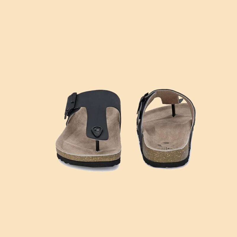 Casual Sliders for Men | Daily Use Comfortable Leather Sandals Black - Image 3