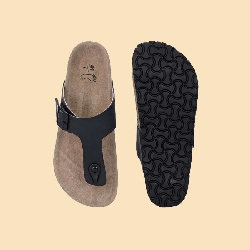 Casual Sliders for Men | Daily Use Comfortable Leather Sandals Black - Image 2
