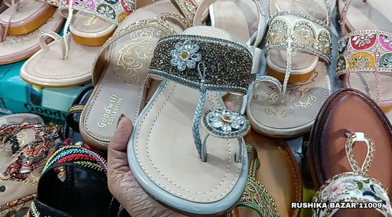 Stone Design Kolhapuri Chappal For Women Under 300/ Best Quality Latest Fashion of Kolhapuri (Gray) - Image 6