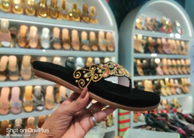 Velvet Fancy Sandals New Design/ Heavy Embroidery Work Beautiful Slippers for Women (black) - Image 2