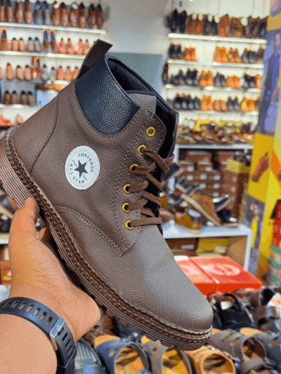 Lace up brown high ankle boots for men by Rushika Bazar