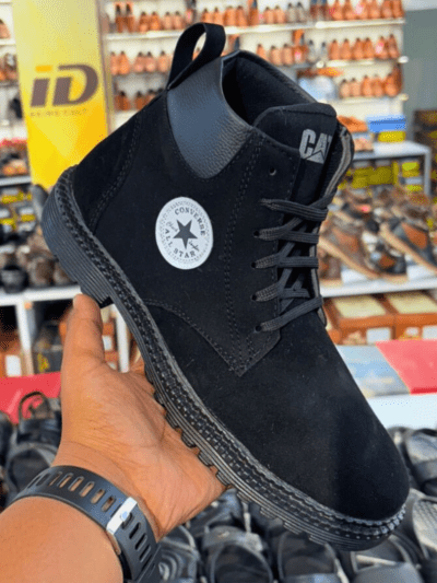 Lace up black high ankle length boots for men by Rushika Bazar