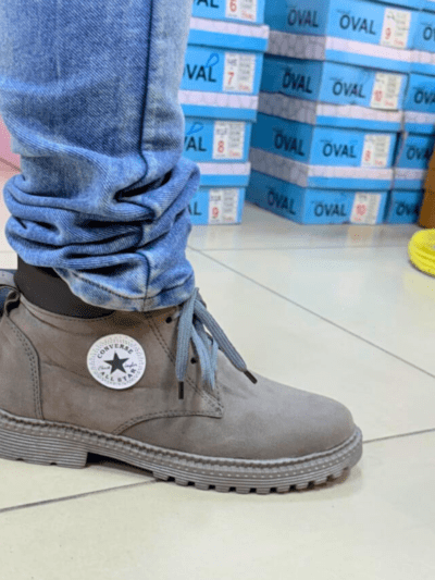 Lace up black long high ankle boots for men by Rushika Bazar