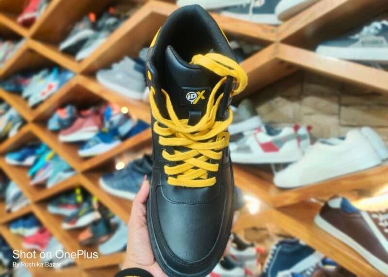 ID Sneakers Shoes For Men/ Lace Up Black-Yellow High Top Sneaker Shoes - Image 2