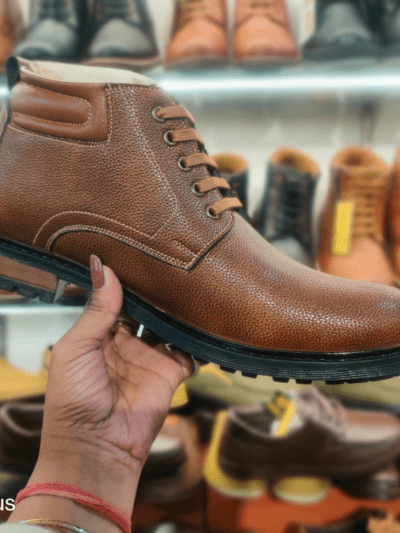 Brown High Ankle Long Boots Of Tiger Hill Brand By Rushika Bazar