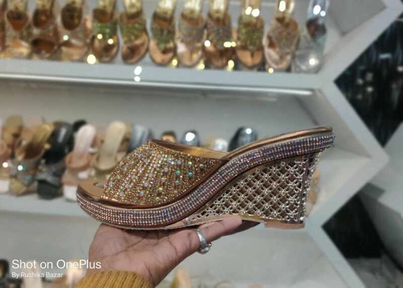 Bridal Platform Heels Sandal for Wedding Women (Golden) - Image 2