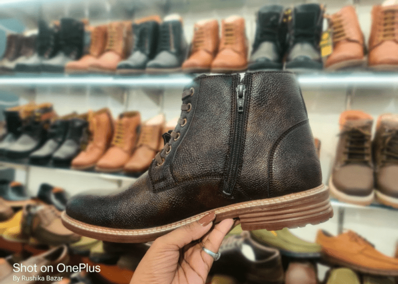 Tiger hill high ankle long boot zip design brown by Rushika Bazar
