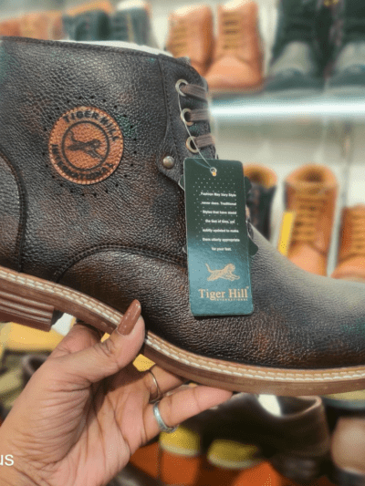 Tiger hill high ankle long boot zip design brown by Rushika Bazar
