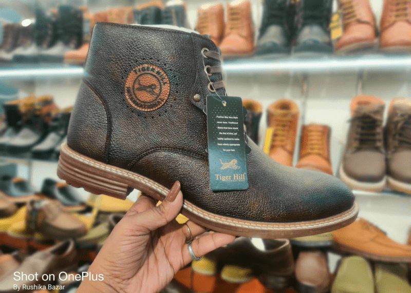 Tiger hill high ankle long boot zip design brown by Rushika Bazar