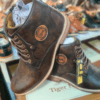 Tiger hill high ankle long boot zip design brown by Rushika Bazar