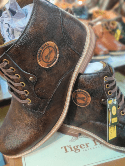 Tiger hill high ankle long boot zip design brown by Rushika Bazar