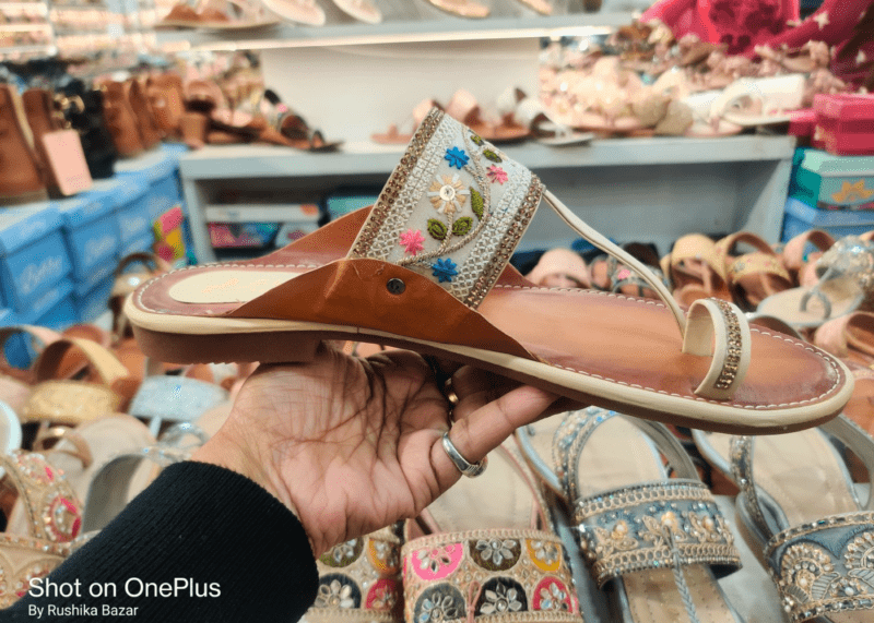 Hand Made kolhaputi chappal, embroidery design flat slippers foe women