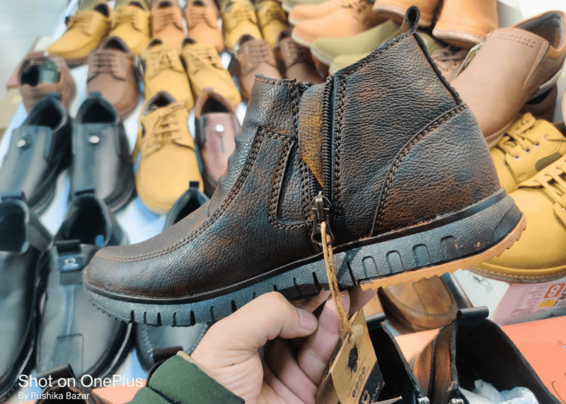 High ankle boots Chain design dark brown