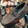 kids loafers shoes chain design in front, dark brown, Rushika Bazar