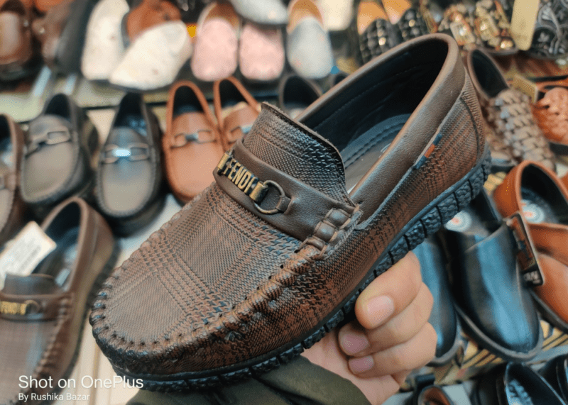 kids loafers shoes chain design in front, dark brown, Rushika Bazar
