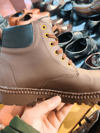 long boots brown with black strap by Rushika bazar