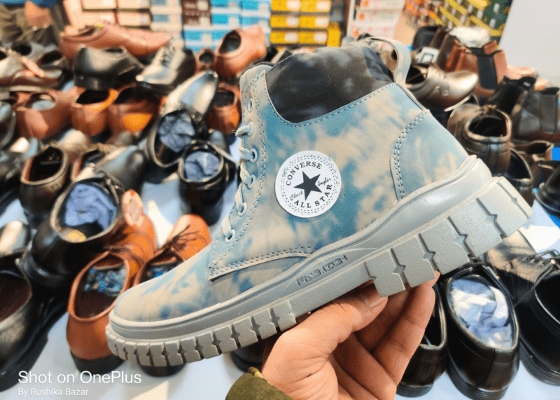 long boots sky blue with black strap by Rushika bazar