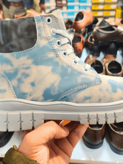 long boots sky blue with black strap by Rushika bazar
