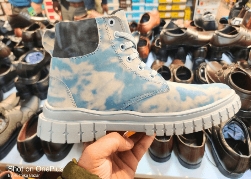 long boots sky blue with black strap by Rushika bazar