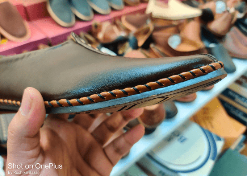 mojari jutti brown thread design