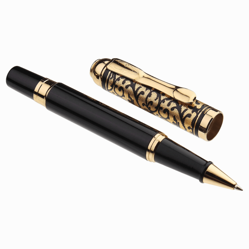 Rushika Bazar, Metal Pen For Gift (Roller Ball Pens) | Black & Gold - Image 3